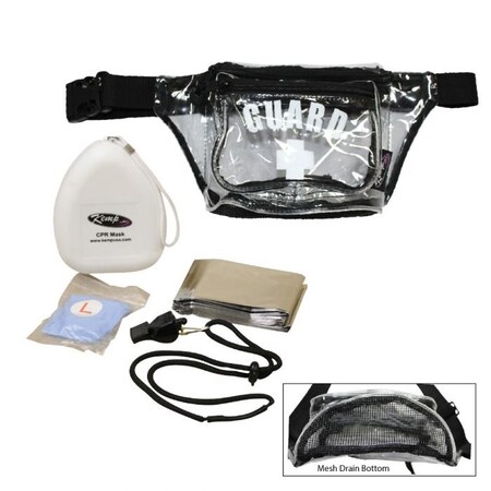 Kemp Hip Pack w/ GUARD Logo & Lifeguard Essentials Supply Pack - Clear 10-103-CLR-S2